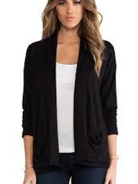 dolan Black Open-Front Drapey Cardigan